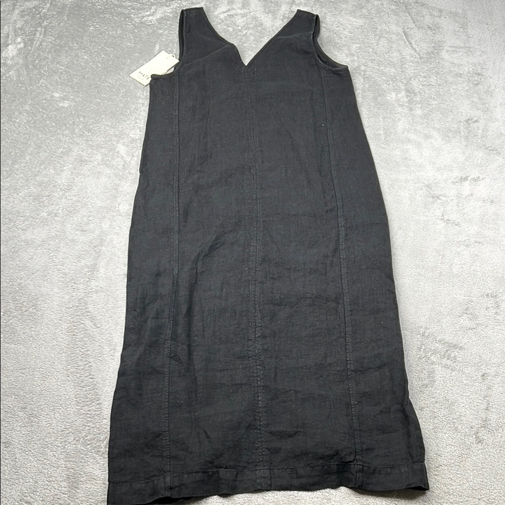NEW MATE The Label M‎ 100% Organic Linen Black Tank Center Seam Dress - Picture 11 of 12